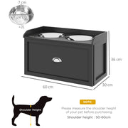 Stainless Steel Raised Dog Bowls with Built In Storage Drawer for Large Pets, Black
