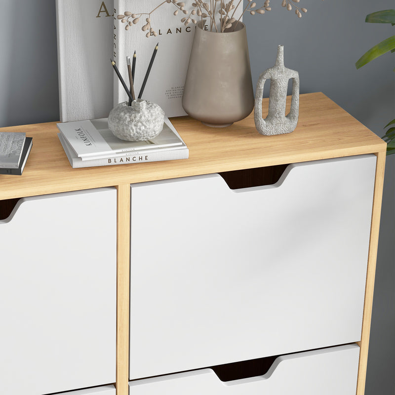 Wooden Shoe Storage Cabinet with 4 Flip Drawers Fits Up to 16 Pairs Natural