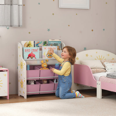 Kids Storage Shelf With Book Rack and Removable Drawers for Easy Organisation Pink AOSOM