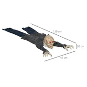 Dimensions diagram showing the crawling zombie prop at 159 cm long, 45 cm wide and 20 cm high