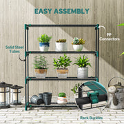 4 Tier Steel Plant Stand Set for Indoor or Outdoor Space Saving Display Dark Green Outsunny