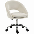 Homcom cream velvet desk chair studio shot on a white background