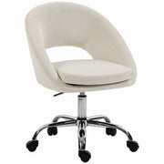 Homcom cream velvet desk chair studio shot on a white background