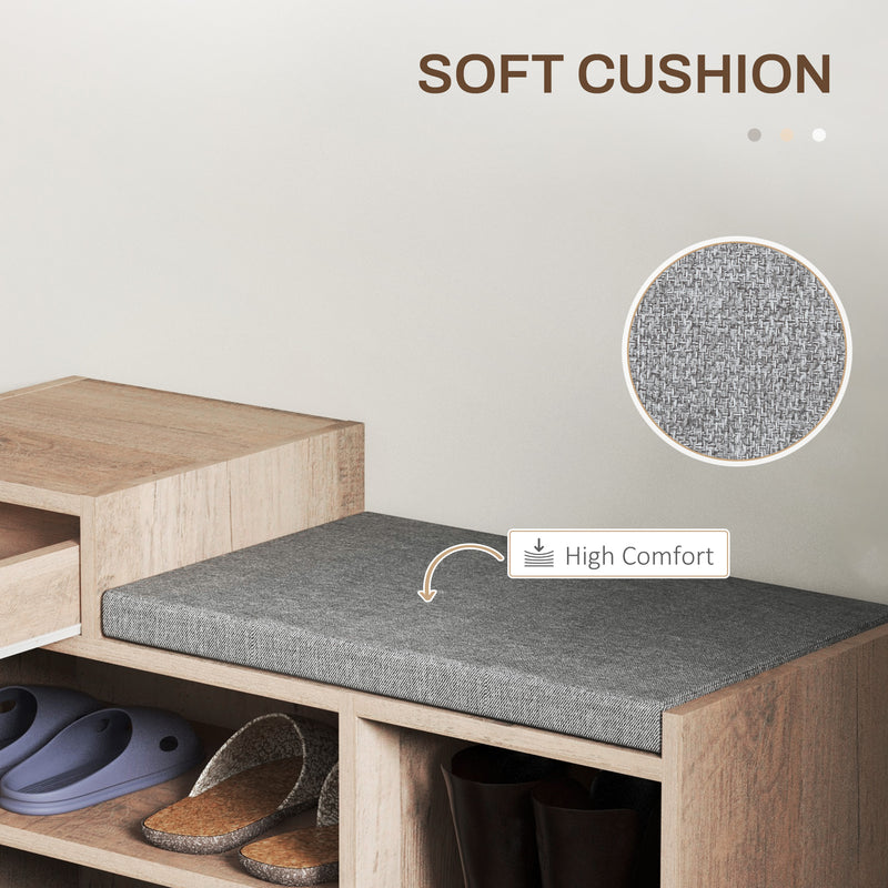 Grey Multi Compartment Shoe Bench with Cushioned Seat by HOMCOM