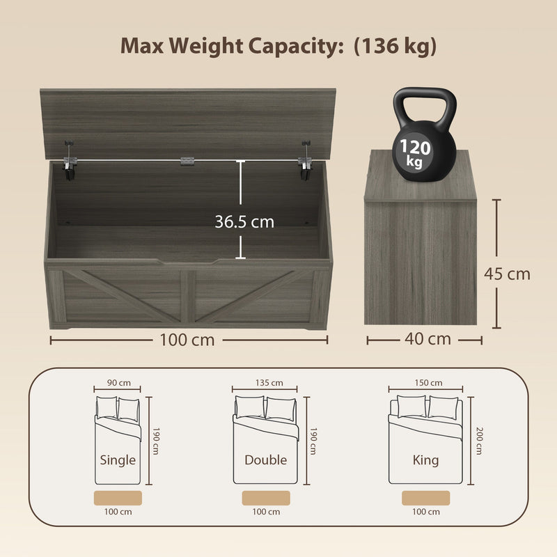 Storage bench 127L - Dark Grey