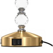 Close-up of the lamp base showing the USB-A and USB-C ports and power cable