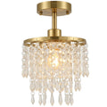 HOMCOM Gold Tone crystal ceiling chandelier with 57 crystal strands, studio shot