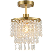 HOMCOM Gold Tone crystal ceiling chandelier with 57 crystal strands, studio shot