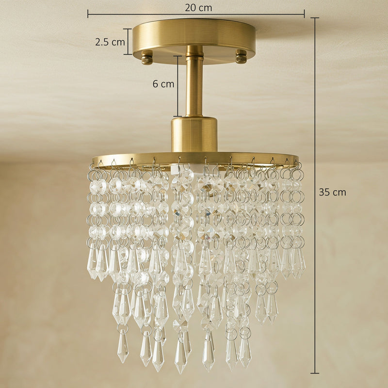 Dimension diagram showing 20cm diameter, 35cm height, 2.5cm base and 6cm downrod