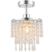HOMCOM Silver Tone crystal ceiling chandelier with 57 crystal strands, studio shot