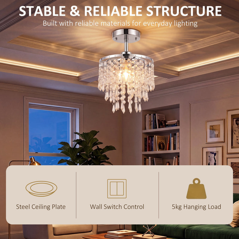 Silver Tone light in a living room, panel noting steel ceiling plate and 5kg hanging load