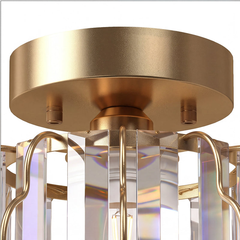 Close-up of the ceiling plate and crystal bars