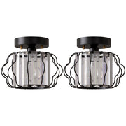 Two semi-flush crystal ceiling lights side by side on a white background