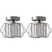 Set of 2 crystal semi-flush lights photographed on a plain white background