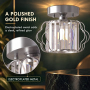 Detail of the electroplated metal base on the crystal ceiling light
