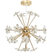 Homcom crystal flower starburst chandelier with gold-tone frame, studio view