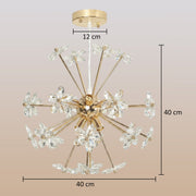 Dimensions diagram: 40cm diameter x 40cm height chandelier with 12cm ceiling plate