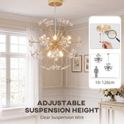 Adjustable clear suspension wire on the chandelier, adjustable from 10cm to 120cm
