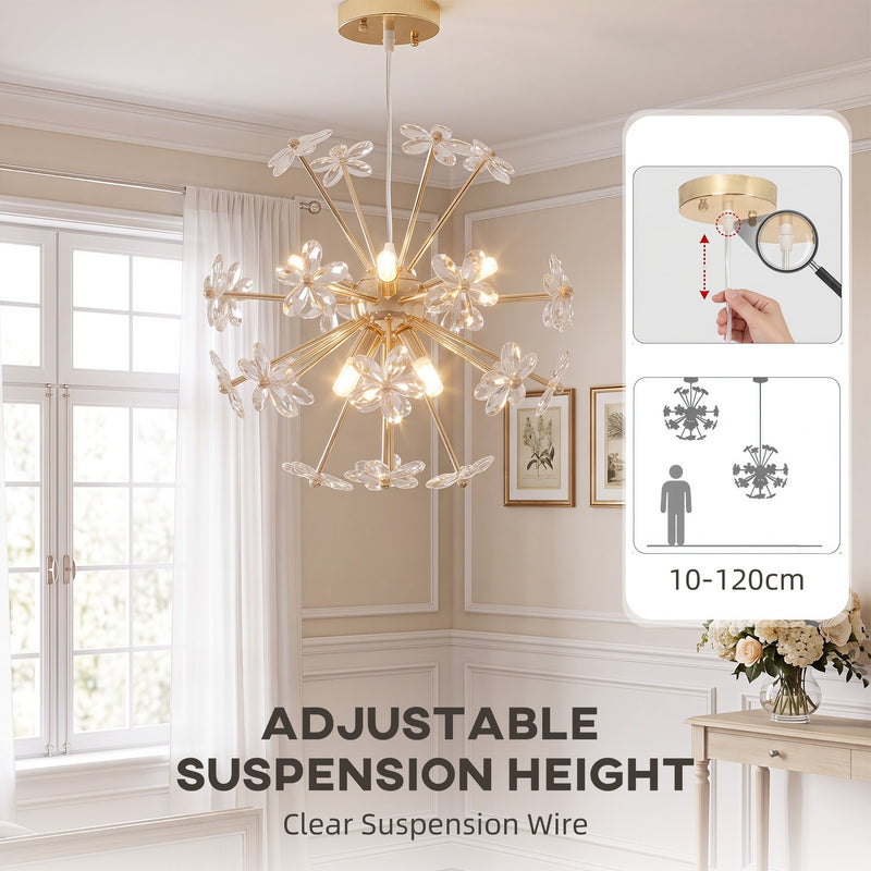 Adjustable clear suspension wire on the chandelier, adjustable from 10cm to 120cm