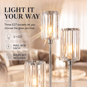 Crystal shades with 3 x E27 sockets, 40W max each, bulbs not included