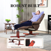 Dark Brown Manual Recliner Chair with Matching Footstool Faux Leather Comfort Set by Homcom