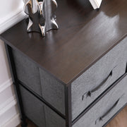 Grey Chest of 5 Fabric Drawers with Wooden Top for Bedroom and Living Room by HOMCOM