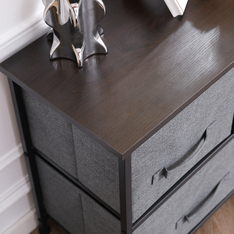 Grey Chest of 5 Fabric Drawers with Wooden Top for Bedroom and Living Room by HOMCOM