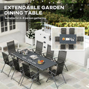 Grey Aluminium Extending Garden Table for 6 to 8 Seater with Slatted Top by Outsunny