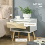 3 Piece Bedroom Furniture Set with Wardrobe Storage and Bedside Table, White and Wood AOSOM