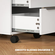White 3 Drawer Locking Filing Cabinet with Storage Space by HOMCOM