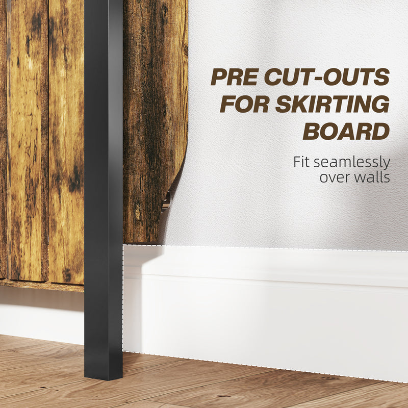 Rustic Wooden Radiator Cover with Black Metal Frame 93 x 88.5cm by HOMCOM