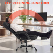 Massage Office Chair with Lumbar Heat and Reclining Back for Desk Comfort Black AOSOM