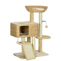 Cat Tree with Multi Level Scratching Posts and Hammock for Indoor Cats Brown and Beige AOSOM