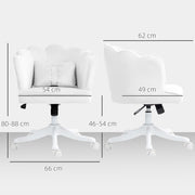 White Velvet Feel Petal Back Office Chair with Swivel and Height Adjustment by HOMCOM