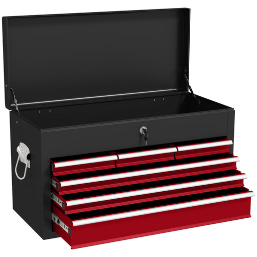 Steel Tool Chest with 6 Lockable Drawers Ideal for Garage or Workshop Storage Red