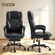 Office Chair with Reclining Back and Footrest for Comfortable Home Working Black Homcom