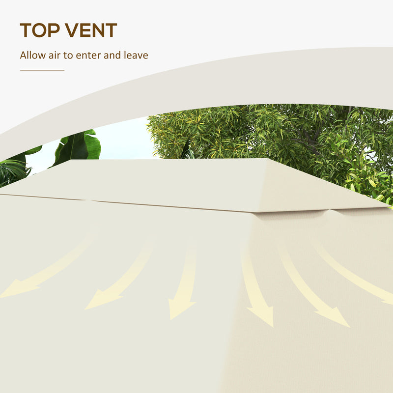 3 x 4m Gazebo Canopy Roof Replacement Top Cover Ideal for Outdoor Use Cream White AOSOM