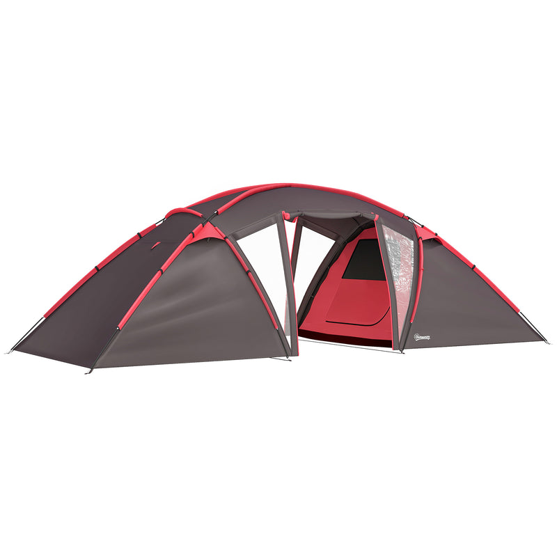 6 Man Family Tent with Two Bedrooms and Spacious Living Area Waterproof Grey