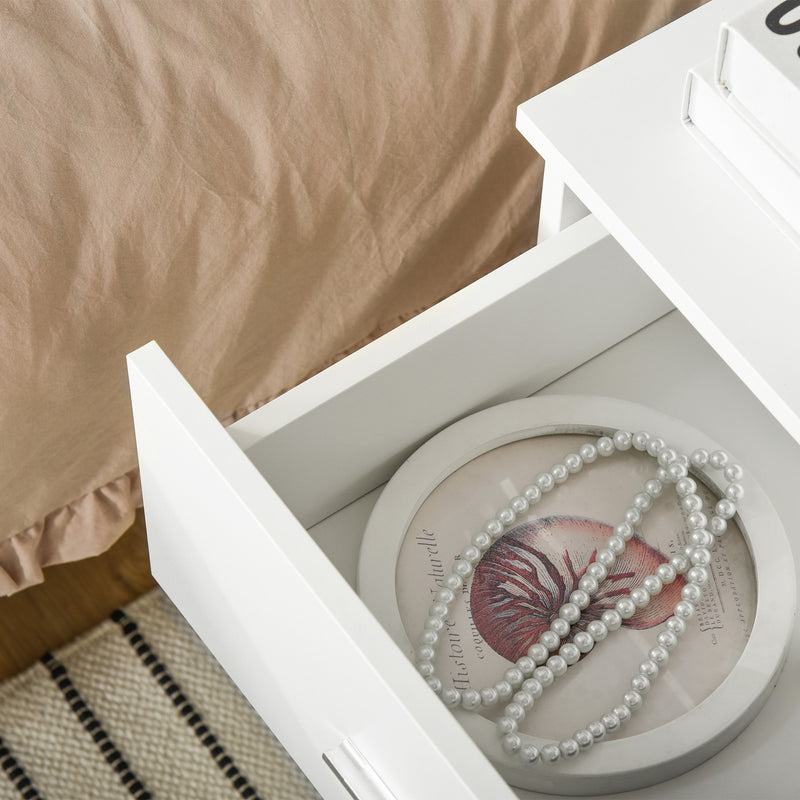 Modern 2 Drawer Bedside Table with Storage for Bedroom or Living Room Organisation