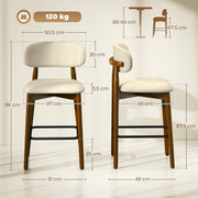 Beige bar stool dimensions diagram showing 51 cm width, 48 cm depth, 96 cm height and 67.5 cm seat height