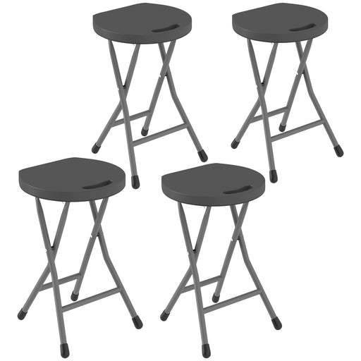 Set of Four Charcoal Grey Folding Carry Stools Lightweight and Portable by Outsunny