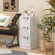 White 3 Drawer Filing Cabinet With Lock For Home Office Document Storage
