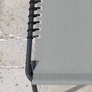 Light Grey Folding Sun Lounger with Four Recline Positions for Garden or Beach Use