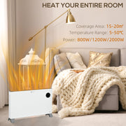 2000W Freestanding Electric Convector Heater With Timer and Thermostat Control, White