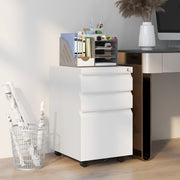 White 3 Drawer Lockable Steel Filing Cabinet with Pencil Tray for A4 and Legal Size by Vinsetto