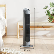 Tower Fan with Quiet Operation and Space Saving Design for Home Use Grey AOSOM