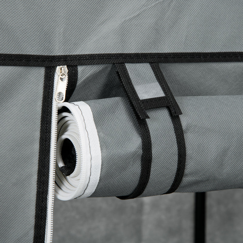 Dark Grey Fabric Portable Wardrobe With Hanging Rail and Storage Drawers by HOMCOM