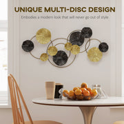 Modern Metal Wall Art With Decorative Multi Disc Design For Living Room Feature Wall Silver AOSOM