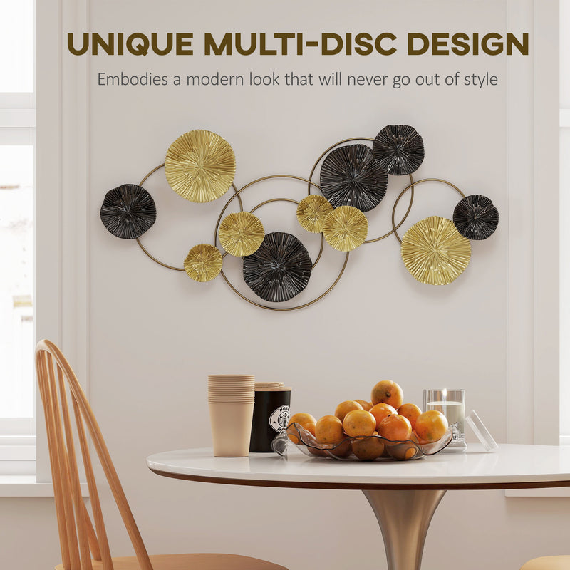 Modern Metal Wall Art With Decorative Multi Disc Design For Living Room Feature Wall Silver AOSOM