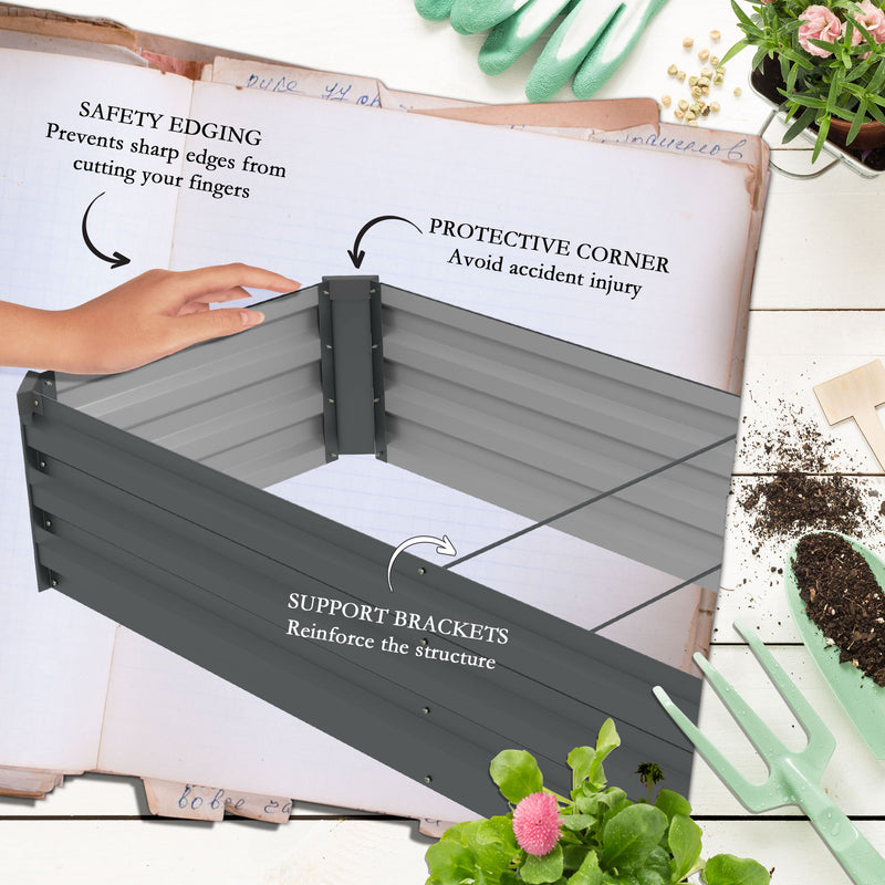 Galvanised Steel Raised Garden Bed 60 x 240cm With Open Bottom For Easy Drainage